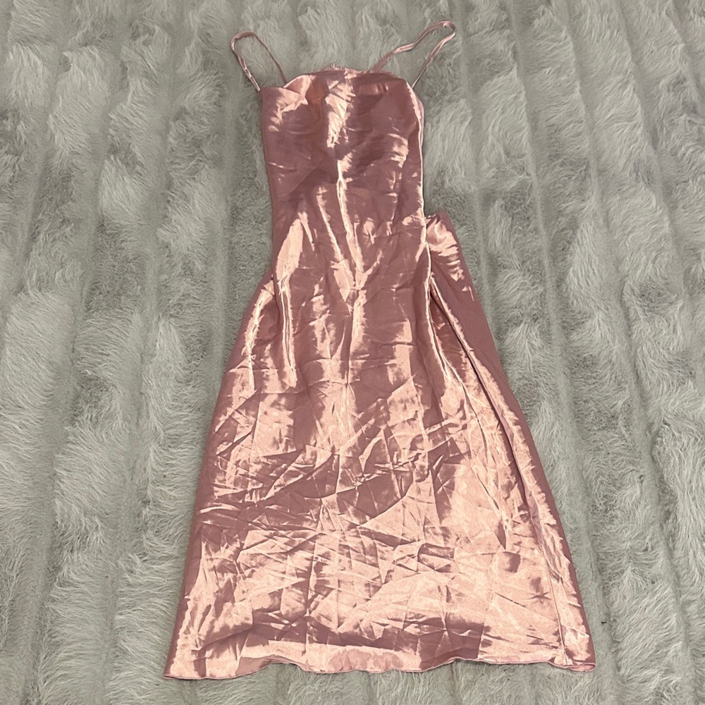 Amazon Strapless Satin Pink Dress